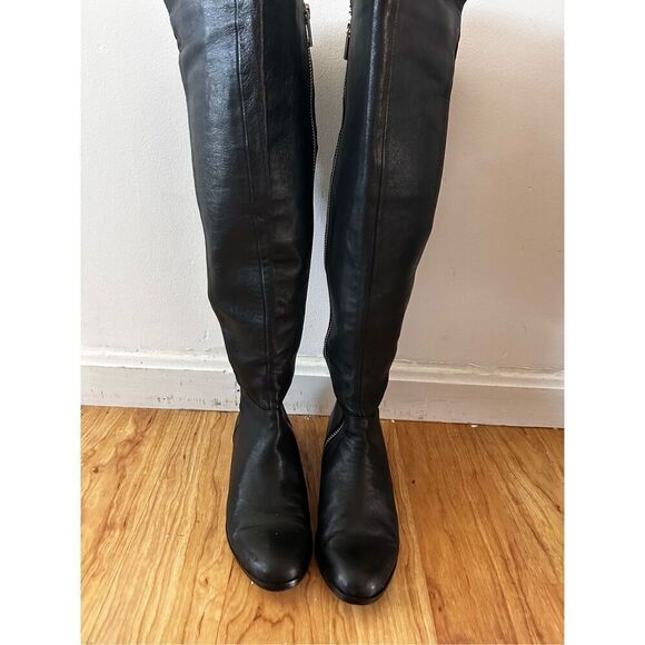Michael Kors knee-high leather boots size small stretchy back - Picture 1 of 8